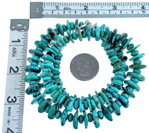 Southwestern Genuine Sterling Silver And Turquoise Bead Necklace DX117674